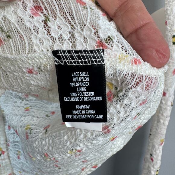 Self Esteem NWT Women's L Long Sleeve Floral Ditsy Tie Front Top - Picture 8 of 8